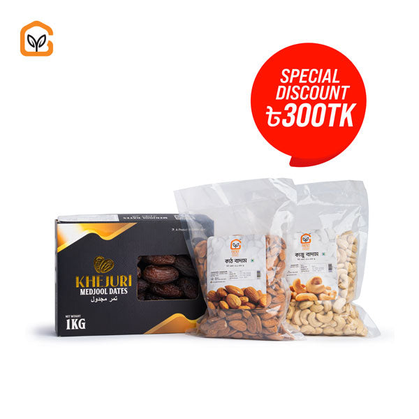 Khejuri Dates & Nuts Pack (Medjool Delight)